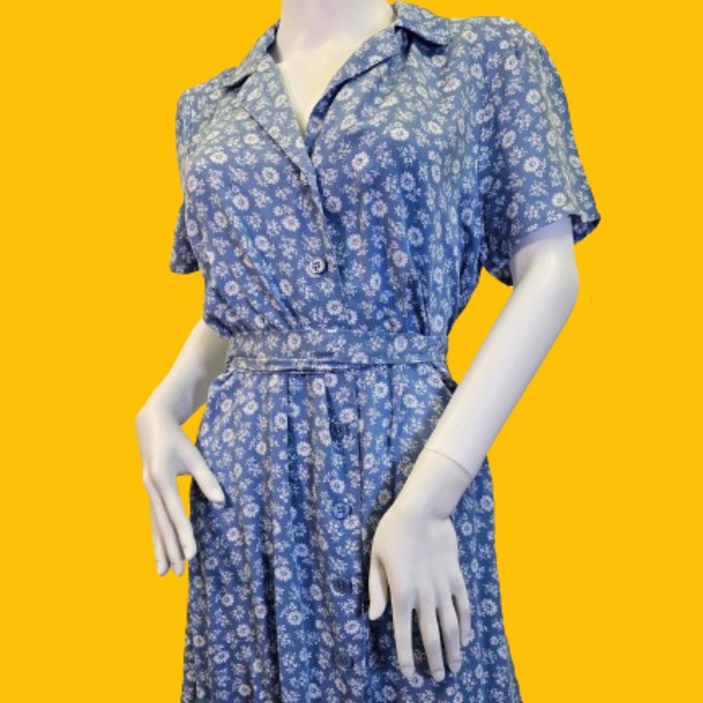 Blue and White Floral M Reformation Wrap Dress